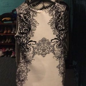 White sleeveless floral embroidered mini dress